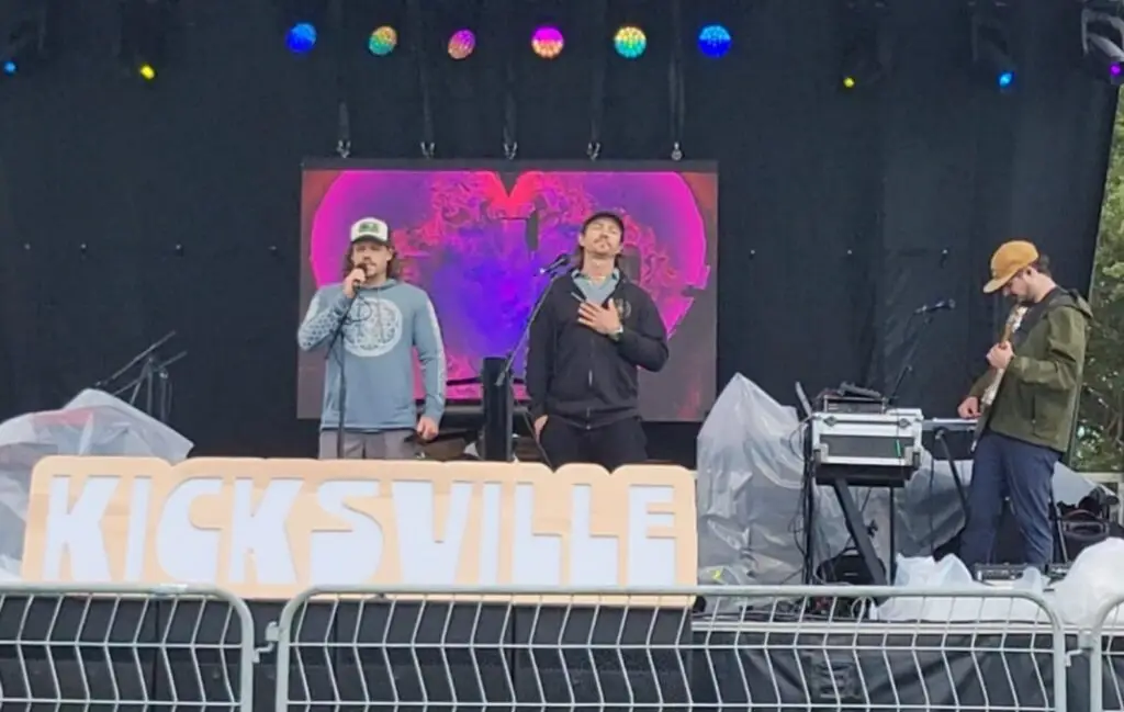 Jeffrey Thogmartin, Jacob Denson, and Anthony Thogmartin On Stage Leading A Group Meditation at Kicksville Music Festival 2025