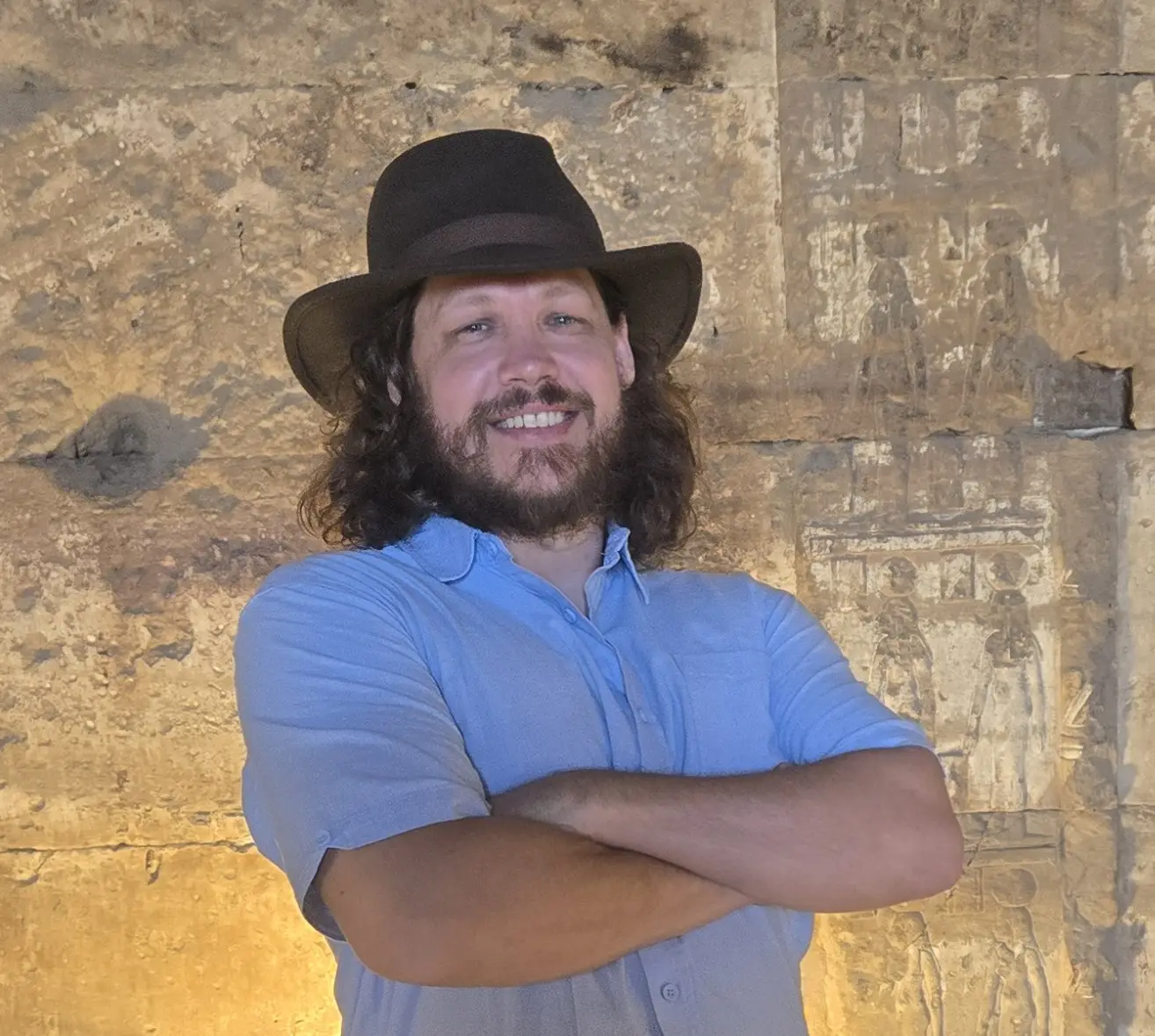 Home Jeffrey Thogmartin Profile Pic with Indiana Jones hat in a temple in Egypt 2025